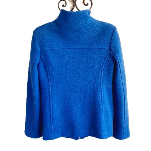 Lands End Boiled Wool Pea Coat Cornflower Blue 4P - Picture 5 of 12